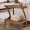 Brown Solid Wood End Table 2-Tier Semicircular Mid-Century Modern